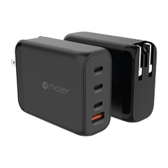 Củ Sạc MAZER GaNPrestige 200W Nhỏ Gọn Có Thể Sạc 2 Cổng 100W Đồng Thời 3xUSB-C 1xUSB A Kèm Cáp C-C 1.5m