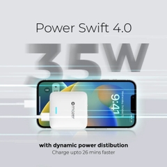 Củ sạc nhanh Mazer GanPrestige 35W US Wall Charger Siêu Nhỏ 02 Cổng USB-C Có Đèn Led Báo Sạc Nhanh