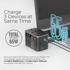 Củ sạc Mazer InfiniteTravel 65W | GaN PD65W World Travel Charger Tương Thích Chuẩn Ổ Cắm 224 Quốc Gia Trong 1 Củ Sạc