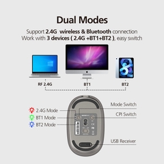 Chuột Không Dây MicroPack Lifestyle Dual Mode 2.4G + Bluetooth Wireless Mouse ML-202W Kèm 2 Phím Đổi Click Trái Phải