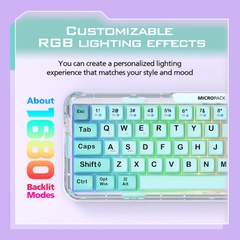 Bàn Phím Cơ Không Dây MicroPack Lifestyle K-168WM 3 Modes Wireless Mechanical Keyboard Vỏ Trong Suốt LED RGB Nhiều Màu