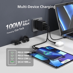 Bộ củ sạc + Cáp MicroPack POWER SERVER GaN 100W MWC-4100 Nhiều Đầu Ra 03xUSB-C Và 01xUSB-A Sạc Siêu Nhanh Nhỏ Gọn