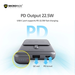 Pin Sạc Dự Phòng Không Dây MicroPack POWER WAVE III WPB-1015M Dung Lượng 10000mAh Công Suất PD 22.5W Không Dây 15W