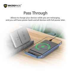 Pin Sạc Dự Phòng Không Dây MicroPack POWER WAVE III WPB-1015M Dung Lượng 10000mAh Công Suất PD 22.5W Không Dây 15W