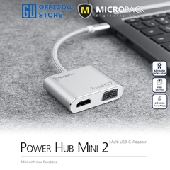 Cổng chuyển đổi MicroPack POWER HUB MINI 2 MDC-4V USB-C to 4 Ports HDMI 4K-60Hz/ VGA FullHD/ USB-C PD 100W/ USB-A