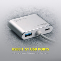 Cổng chuyển đổi MicroPack POWER HUB MINI 2 MDC-4V USB-C to 4 Ports HDMI 4K-60Hz/ VGA FullHD/ USB-C PD 100W/ USB-A