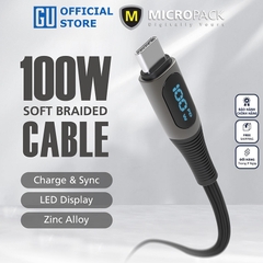 Cáp Sạc MicroPack POWER LINK C2 MC-C100 Soft Braided Sạc Nhanh 100W USB-C to C Bện Dù Đèn Led Hiển Thị Công Suất Sạc