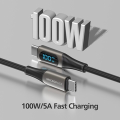 Cáp Sạc MicroPack POWER LINK C2 MC-C100 Soft Braided Sạc Nhanh 100W USB-C to C Bện Dù Đèn Led Hiển Thị Công Suất Sạc