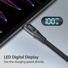 Cáp Sạc MicroPack POWER LINK C2 MC-C100 Soft Braided Sạc Nhanh 100W USB-C to C Bện Dù Đèn Led Hiển Thị Công Suất Sạc
