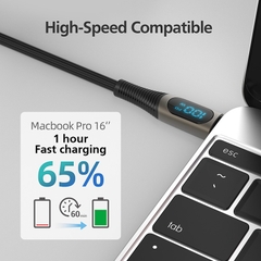 Cáp Sạc MicroPack POWER LINK C2 MC-C100 Soft Braided Sạc Nhanh 100W USB-C to C Bện Dù Đèn Led Hiển Thị Công Suất Sạc
