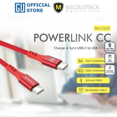 Cáp Sạc MicroPack POWER LINK MC-CC23 Sạc Nhanh USB-C to C Dòng Điện Tối Đa 3A Dệt Bằng Sợi Kevlar Siêu Bền