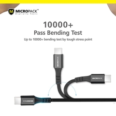 Cáp Sạc MicroPack POWER LINK MC-CC23 Sạc Nhanh USB-C to C Dòng Điện Tối Đa 3A Dệt Bằng Sợi Kevlar Siêu Bền