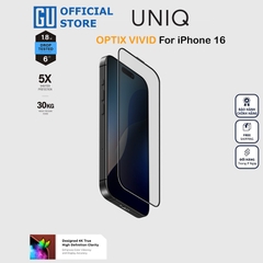 Kính Cường Lực UNIQ OPTIX VIVID Cho iPhone 16/ 16 Plus/ 16 Pro/ 16 Pro Max Hiển Thị Sắc Nét Màu Sắc Rực Rỡ