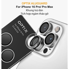Kính Bảo Vệ Camera UNIQ OPTIX ALUGUARD Cho iPhone 16 Pro/ 16 Pro Max Khung Hợp Kim Nhôm Kính Cường Lực 9H Trong Suốt