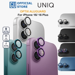 Kính Bảo Vệ Camera UNIQ OPTIX ALUGUARD Cho iPhone 16/ 16 Plus Khung Hợp Kim Nhôm Kính Cường Lực 9H Trong Suốt
