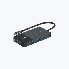 Bộ Chuyển Đổi MAZER Multimedia Pro Hub 10 in 1 USB-C Dài 20cm Gồm 03xUSB-A 01xUSB-C Audio 3.5mm HDMI VGA LAN SD/MicroSD