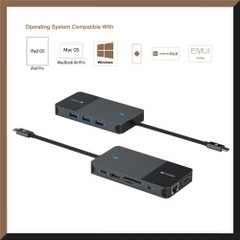 Bộ Chuyển Đổi MAZER Multimedia Pro Hub 10 in 1 USB-C Dài 20cm Gồm 03xUSB-A 01xUSB-C Audio 3.5mm HDMI VGA LAN SD/MicroSD
