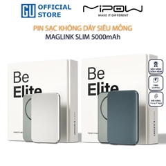 Pin Dự Phòng Không Dây MIPOW MAGLINK SLIM 5000 mAh SPQ02 Sạc Nhanh 20W Thiết Kế Siêu Mỏng Sạc Từ Tính Không Dây