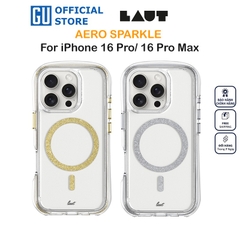 Ốp Lưng LAUT Aero Sparkle Cho iPhone 16 Pro/ 16 Pro Max Có Sạc Không Dây Thiết Kế Trong Suốt Như Pha Lê