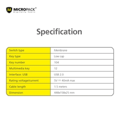 Bàn Phím Có Dây MicroPack OFFICE LITE 2 K-206 Với 12 Phím Đa Phương Tiện Tương Thích HĐH Windows/ MacOs