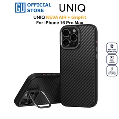 Ốp UNIQ KEVA AIR Cho iPhone 16 Pro Max Bằng Sợi Aramid Tặng Kèm Phụ Kiện GripFit Làm Chăn Đế Hoặc Móc Tay Khi Cầm