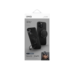 Ốp UNIQ KEVA AIR Cho iPhone 16 Pro Max Bằng Sợi Aramid Tặng Kèm Phụ Kiện GripFit Làm Chăn Đế Hoặc Móc Tay Khi Cầm