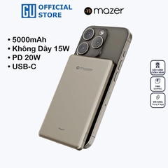 Pin Sạc Dự Phòng Mazer MagAir19 Siêu Mỏng Dung Lượng 5000mAh PD20W Không Dây 15W