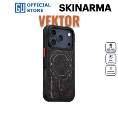 Ốp Lưng SKINARMA VEKTOR Cho iPhone 17 Pro/ 17 Pro Max Mặt Lưng Sợi Carbon Điểm Xuyết Hạt Đỏ Sạc Không Dây Mag-Charge