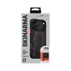 Ốp Lưng SKINARMA VEKTOR Cho iPhone 17 Pro/ 17 Pro Max Mặt Lưng Sợi Carbon Điểm Xuyết Hạt Đỏ Sạc Không Dây Mag-Charge