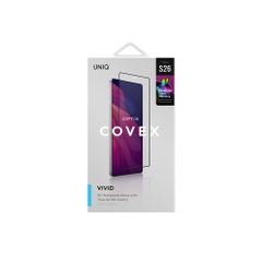 Kính cường lực UNIQ OPTIX VIVID Cho Samsung Galaxy S26/ S26 Plus/ S26 Ultra Viền Đen Trong Trẻo Cảm Ứng Mượt Mườn Mượt