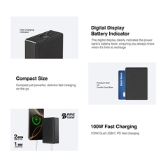 Pin Dự Phòng MAZER PowerCharge PD100W Dung Lượng 24000mAh Sạc Siêu Nhanh Cho Cả Laptop 02xUSB-C 01xUSB-A Kèm Dây Type C