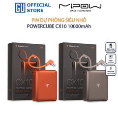 Pin Dự Phòng Siêu Nhỏ MIPOW POWERCUBE CX10 10000 mAh Tích Hợp Cáp USB Làm Móc Đeo Ultra-Mini Aluminum Chứng Chỉ CCC