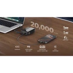 Pin Dự Phòng Kèm Cáp MAZER Ai PowerCharge Laptop PD 130W Dung Lượng 20.000 mAh Có Màn Hình Ai Hiển Thị Pin Và Công Suất
