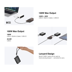 Pin Dự Phòng Kèm Cáp MAZER Ai PowerCharge Laptop PD 130W Dung Lượng 20.000 mAh Có Màn Hình Ai Hiển Thị Pin Và Công Suất