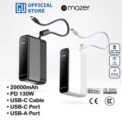 Pin Dự Phòng Kèm Cáp MAZER Ai PowerCharge Laptop PD 130W Dung Lượng 20.000 mAh Có Màn Hình Ai Hiển Thị Pin Và Công Suất