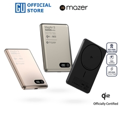 Pin Sạc Dự Phòng Không Dây MAZER MagAir S Qi2 15W PD 20W 5.000mAh Siêu Mỏng Màn Hình Số Hiển Thị Pin Và Trạng Thái Sạc