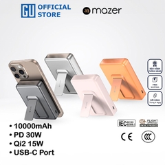 Pin Sạc Dự Phòng Không Dây MAZER MagAir21 Qi2 15W PD 30W 10000mAh Chứng Nhận CCC Có Chân Đế Nhôm Màn Hình Led Mỏng 19mm