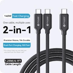 Dây Cáp Sạc Ra 2 Đầu USB-C MAZER InfiniteLink Scorpion PD 140W Dài 1.25m Chất Liệu Nylon Bện Bền Chắc Cao Cấp