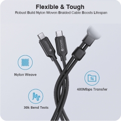 Dây Cáp Sạc Ra 2 Đầu USB-C MAZER InfiniteLink Scorpion PD 140W Dài 1.25m Chất Liệu Nylon Bện Bền Chắc Cao Cấp