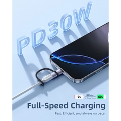 Cổng Chuyển OTG Innostyle FlexiLInk USB-C to Ligtning Female Adapter With Silicone Tape ST-530GY PD30W USB2.0 480Mbps
