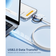 Cổng Chuyển OTG Innostyle FlexiLInk USB-C to Ligtning Female Adapter With Silicone Tape ST-530GY PD30W USB2.0 480Mbps