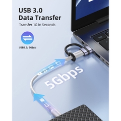 Cổng Chuyển OTG Innostyle FlexiLInk USB-A to USB-C Female Adapter With Silicone Tape ST-520 18W USB3.0 Tốc độ 5Gbps