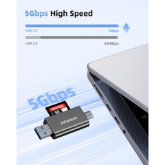 Đầu Đọc Thẻ Nhớ Innostyle NexaLink 2 in 1 Hai Cổng USB-C & USB-A Hỗ Trợ Các Loại Thẻ SD và MicroSD
