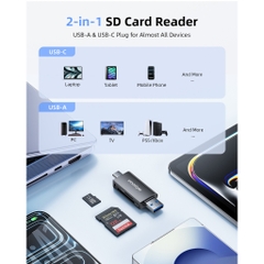 Đầu Đọc Thẻ Nhớ Innostyle NexaLink 2 in 1 Hai Cổng USB-C & USB-A Hỗ Trợ Các Loại Thẻ SD và MicroSD