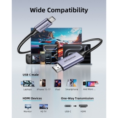 Cáp USB-C to HDMI Innostyle NexaLink Chất Lượng Ultra HD 4K@60Hz/ 2K@120Hz Dài 2m Truyền Tải Nội Dung Số Độ Nét Cao