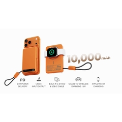 Pin Dự Phòng Không Dây Kèm Cáp MAZER MagLink19 Qi2 15W PD27W 10.000 mAh Chứng Nhận 3C Sạc Được Apple Watch Kèm Chân Đế