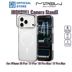Ốp Lưng MIPOW IRONBULL Tempered Glass StandX Transparent Cho iPhone 18 Pro/ 18 Pro Max/ 17 Pro/ 17 Pro Max Trong Suốt