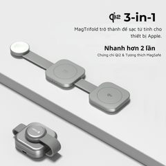 Đế Sạc Không Dây MAZER 3in1 Qi2 MagTrifold03 Sạc Đồng Thời 3 Thiết Bị Công Suất 15W Đạt Chuẩn Qi2 & MaggSafe Gấp Gọn