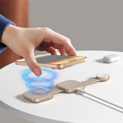 Đế Sạc Không Dây MAZER 3in1 Qi2 MagTrifold03 Sạc Đồng Thời 3 Thiết Bị Công Suất 15W Đạt Chuẩn Qi2 & MaggSafe Gấp Gọn