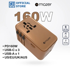 Củ Sạc Du Lịch MAZER Infinite Travel PD160W GaN3 Pro 03xUSB-C 01xUSB-A Sử Dụng Được Trên 224 Quốc Gia
